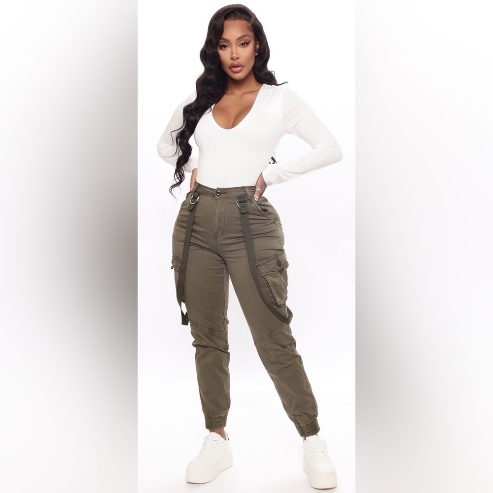 Fashion Nova You Blew It Cargo Pants Olive Green